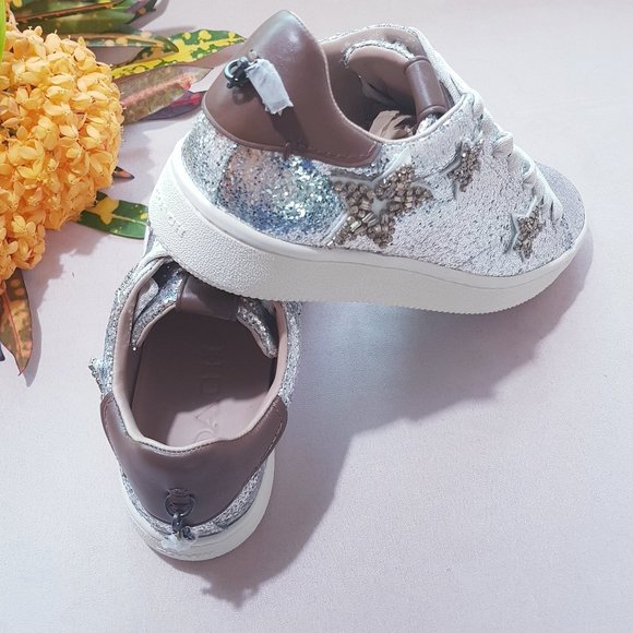 COACH STAR EMBELLISHED GLITTER & LEATHER SNEAKERS - Picture 5 of 14